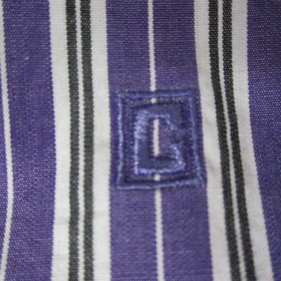 Chaps Womens Plus 3X Purple Striped Long Sleeve Button Blouse Shirt Cotton - Picture 5 of 10